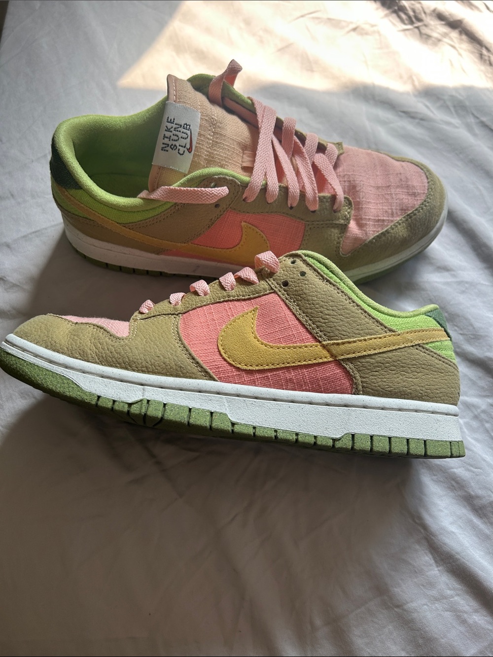 Nike Dunk Sun Club Pink, Olive & Light Blue Low-Top Sneakers